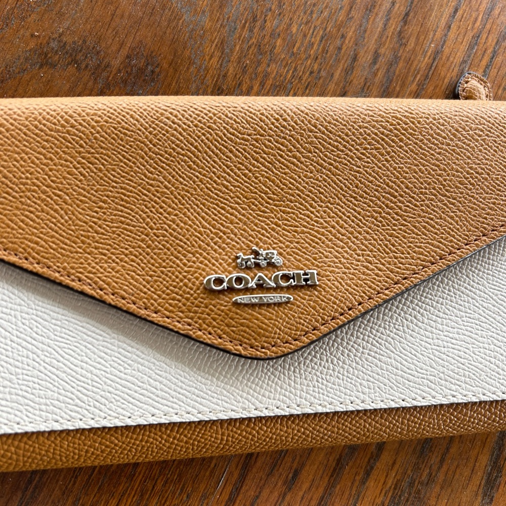 Coach Tan Camel and Cream Colorblock Envelope Slim Wallet - Picture 2 of 6